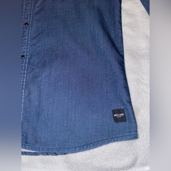 2/30$ Men’s ONLY & SONS dark blue cotton blend stretchy long sleeves shirt Sz XL - Picture 8 of 16